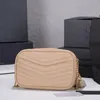 Bolsa de câmera de couro lou mini bolsa corrente ombro cruz corpo bolsa grão couro genuíno ferragem letras zíper linhas abertas borla de265o