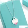 Pendant Necklaces Pendant Necklaces Design Brand Water Droplet Enamel Heart Love Necklace Clavicle Red Blue Black For Women Jewelry Dhdo9