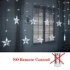 Strings Christmas Lights Garland Gordijn Star LED String Fairy Outdoor Indoor voor slaapkamer 2023 Jaar Feest trouwdecoratie