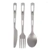 Servis uppsättningar Portabla bordsartiklar Tredelar Set Knife Fork Spoon Pure Titanium Kök Tillbehör Western Flatware Camping Outdoor