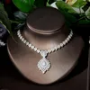 Collana Orecchini Set Fashion Super Luxury Bridal CZ Colore bianco Matrimonio africano Cubic Zirconia Beads Jewelry For Brides S-015