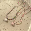 Choker Cute Candy Colorful Miyuki Beads Chain Love Heart Pendant Necklace For Women Trend Y2K Girls Sweet Cool Jewelry