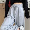 Kvinnor Pants Capris Houzhou Grey Sweatpants for Women Autumn Baggy Fashion Oversize Sports Balck Trousers Female Joggers Streetwear 221110