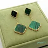 Stud fashion clover designer earrings for women copper ear rings party wedding