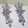 Backs Earrings Unique Luxury Jewelry 925 Sterling Silver Clip Star 5A White Cliear Cubic Zirconia Long Hyperbole Women Gift