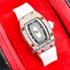 07-01 Baguette Diamonds Miyota Automatic Ladies Watch Womens Watches Rose Gold pav￩ Diamant Black Skeleton Dalle White Rubber Super Edition 6 Styles Puretime A1