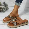 Sandals Ladies Outdoor Casual Beach 2022 Double Layer Leopard Print Flat Non-Slip Durable Slippers Set Toe Women