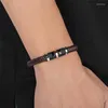 Charmarmband Herrsmycken lädervävd armband titanstål magnetiskt spänne