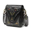 Avondtassen met jouwe dames vintage klinknagel moto biker handtassen mode veelzijdige vrouwelijke kleine crossbody punk stijl zwarte kleur