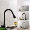 Kitchen Faucets ZGRK Faucet Blackened Brass Sink Mixer Deck Mounted Single Handle Hole Pull Out