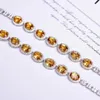 L￤nkarmband 1 PC Natural Stone Citrine Armband Facetter Oval Bead 925 Sterling Silver Fashion Jewelry Gift for Women