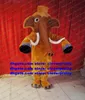 Brown Long Fur Elephant Elephish Mascot Costume Mammoth Mammuthus Wooly Mamoth Character Sports Party Garden Fantasia ZX1606