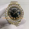 5 Style z pudełkiem męskie zegarki męskie 43 mm żółte złoto czarne diament Big Diamond Bzel Bransoletka Red Blue Green Azja 2813 Ruch Automatyczny zegarek mechaniczny