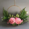 Decorative Flowers 10-40cm DIY Hanging Wreath Rattan/Bamboo/Metal Wedding Wooden Bamboo Floral Hoop Craft Macrame Wall Decorations