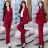 Kvinnors tv￥delar Pants Women's 2022 Autumn Professional Wear Korean Elegant Fashion Sacka Jacket Wide-Ben Tv￥delad kvinnlig casual