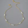 Chains WT-JN160 Procurement Women's Summer Bohemian White Pearl Bead Necklace Spacer Gold Chain