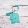 Portable Wallet Wrist Keychain Silicone Beaded Keychain Tassel Card Bag Pendant Bracelet