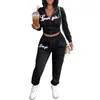 Fall Sportswear Women Tracksuits Fashion Zipper Hooded Sweater Crop Top Pants Pakken Casual Print Lange Mouw Two -Pally Set