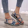 Sandals 2022 Summer Large Round Head Flat Heel Hollowed Out Cloth Back Casual Barefoot Low Fashion