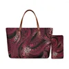 ダッフェルバッグHycool Polynesian Tribal Print Casuare Tote Handbag Women Luxury Hand Bag Ladies PU Leather Purse Wallet Set 2 PCSカスタマイズ