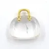 Pendant Necklaces Cute Handbag Shape Natural Stone Reiki Healing Quartz Lapis Yellow Pink Crystal Pendulum For Women Girls Wedding Jewelry