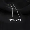 Orecchini pendenti in argento sterling 925 con stella a cinque punte con catena a forma di orecchio e nappa regalo di compleanno