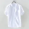 Herren T-Shirts Herren Baggy Baumwolle Leinen T-Shirts Solide Kurzarm Casual Button Retro Männer Shirt Für Männer Tops