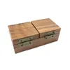 Jewelry Pouches Double Open Lid Walnut Box Wooden Pair Ring Proposal Gift Diamond Horn Lock Organizer