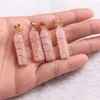 Pendant Necklaces 6/12pcs/lot Wrap Rose Quartzs Hexagonal Column Necklace Natural Stone Carnelian Healing Pendulum Drop