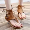 Sandals 2022shoes For Women Fashion Solid Color Herringbone Open Toe Shoes With Back Zipper Flat Large Size