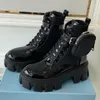 women fashion martin boots monolith rois leather and nylon platform Boots military inspired combat boot are decorated with a versatile pouch