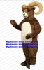 Brown Long Fur Bighorn Sheep Ram Mascot Costume Antilope Gazzella Capra Personaggio dei cartoni animati Riunione Benvenuto Ognissanti zx1545