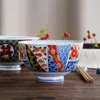 Cuencos de cerámica de estilo japonés, fideos de arroz, porcelana de hueso, utensilios de cocina, vajilla, regalos de boda, acabado de plantas y flores