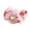 Eerste Walkers Bow Knot Riband pailletten babymeisjes schoenen lederen peuter meisje imperiale kroon zachte zool haaklus roze roze