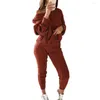 Women's Two Piece Pants 2Pcs Winter Solid Color Off Shoulder Sweater Women Knitted Pajamas Set