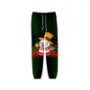 Calça masculina Feliz Natal boneco de neve kawaii 3d moda de moda harém pant casual homem mulheres longas calças soltas fitness calça de moletom