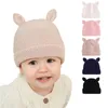 Шляпы детская зимняя шляпа дети милые уши шерсть теплый осень и сплошной розовый розовый детский пуловер для кепки/мальчики Горро