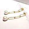 Stud Earrings Lii Ji Baroque Pearl 925 Sterling Silver Gold Color Freshwater 11-12mm Long Earring For Wedding Party Gift