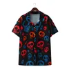 Männer Casual Hemden Schädel Rose Druck Männer Kurzarm V-ausschnitt Skeleton Strand Harajuku Hawaiian Bluse Chemise Homme Männlich