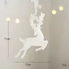 Kerstdecoraties Boom Hangende hangers Glitter Small Xmas Deer Oranments Elk Merry Decor Happy Year 2023 White