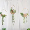 Fiori decorativi Nursery Wall Hanging Geometric Metal Wire Wreath Hoop Frame Piante grasse Ghirlanda di fiori artificiali Festa di nozze