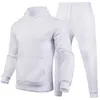 Set da corsa Solid Sportswear Tute Felpe con cappuccio da uomo Pantaloni Pantaloni da jogging Pantaloni della tuta Felpa Palestra Abbigliamento fitness Tute da uomo in cotone