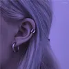 Backs Earrings Round Ear Ring Clip Without Hole Silver Color Stainless Steel Men Women Personality Gifts