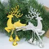 Décorations De Noël 1 Pcs Or Argent Renne PVC Elk Arbre Pendentif Ornement Mignon Cerf Avec Cloche DIY Décor Enfants Cadeau Navidad Noel