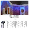 Strings Solar Christmas Dekoracja sznurka Świąteczna kurtyna na świeżym powietrzu Fairy 300 LED LED ICICLE for Garden Wall