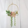 Fiori decorativi Nursery Wall Hanging Geometric Metal Wire Wreath Hoop Frame Piante grasse Ghirlanda di fiori artificiali Festa di nozze