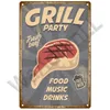 BBQ RULES Poster Metall Malerei dekorative Wandplatte Küche Plaque Metall Vintage Dekor Zubehör 20 cm x 30 cm Woo