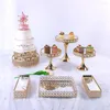 Bakeware Tools 4-7pcs Crystal Metal Wedding Multi-Layer Cake Stand Rack Set Festival Party Display Tray