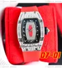 07-01 Baget Elmaslar Miyota Otomatik Bayanlar Watch Womens Saatler Gümüş Diamond Siyah İskelet Kadran Kırmızı Kauçuk Kayış Süper Edition 6 Stil Puretime E5