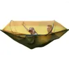 Hammocks Tewango 2022 Dubbel utomhusperson reser camping överlevande hängande hängmatta säng med myggnät sovande svängbar bärbar